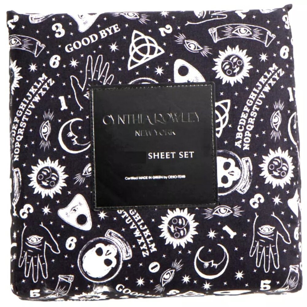 4pc Cynthia Rowley Halloween Ouija Board FULL Sheet Set Psychic Palm Celestial
